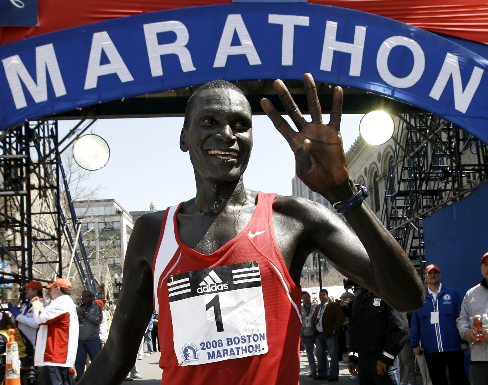 2008: Robert Cheruiyot of Kenya wins Boston Marathon for fourth time